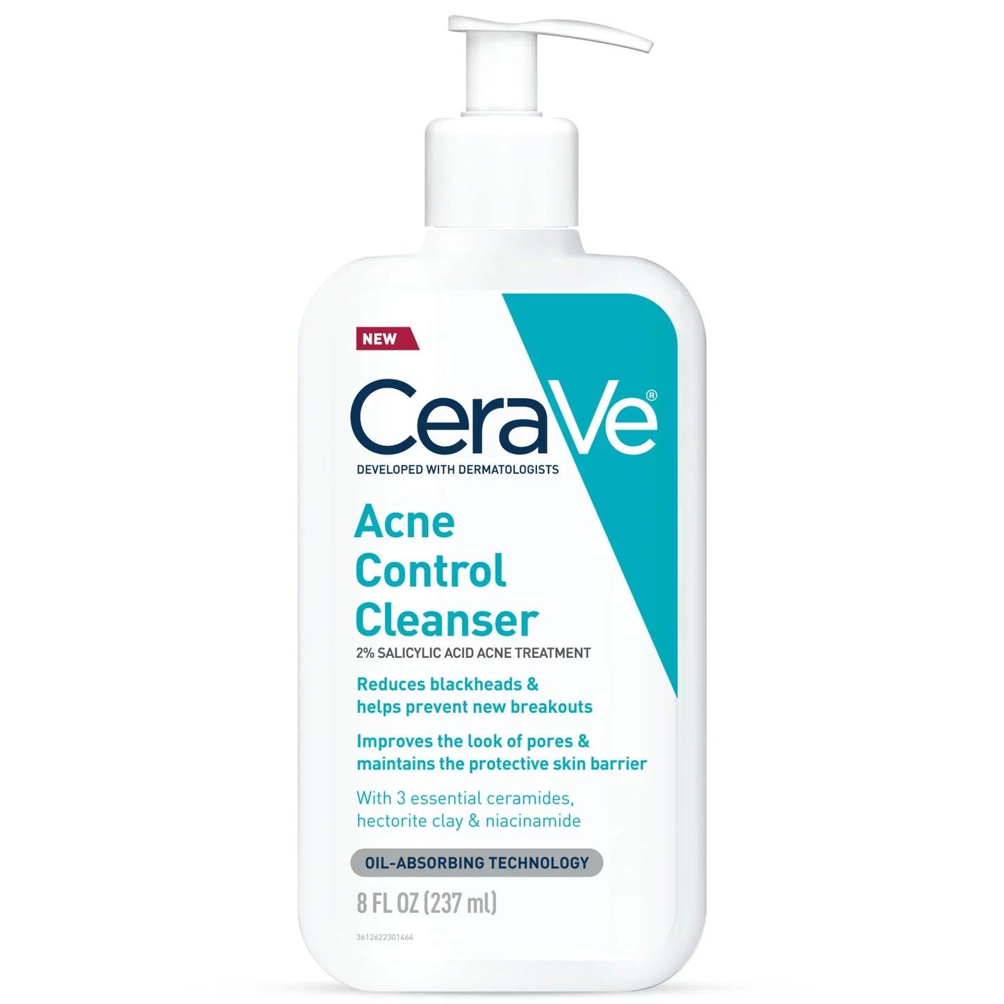 CeraVe Acne Control Cleanser 8 oz – Salicylic Acid for Blemish-Free Skin