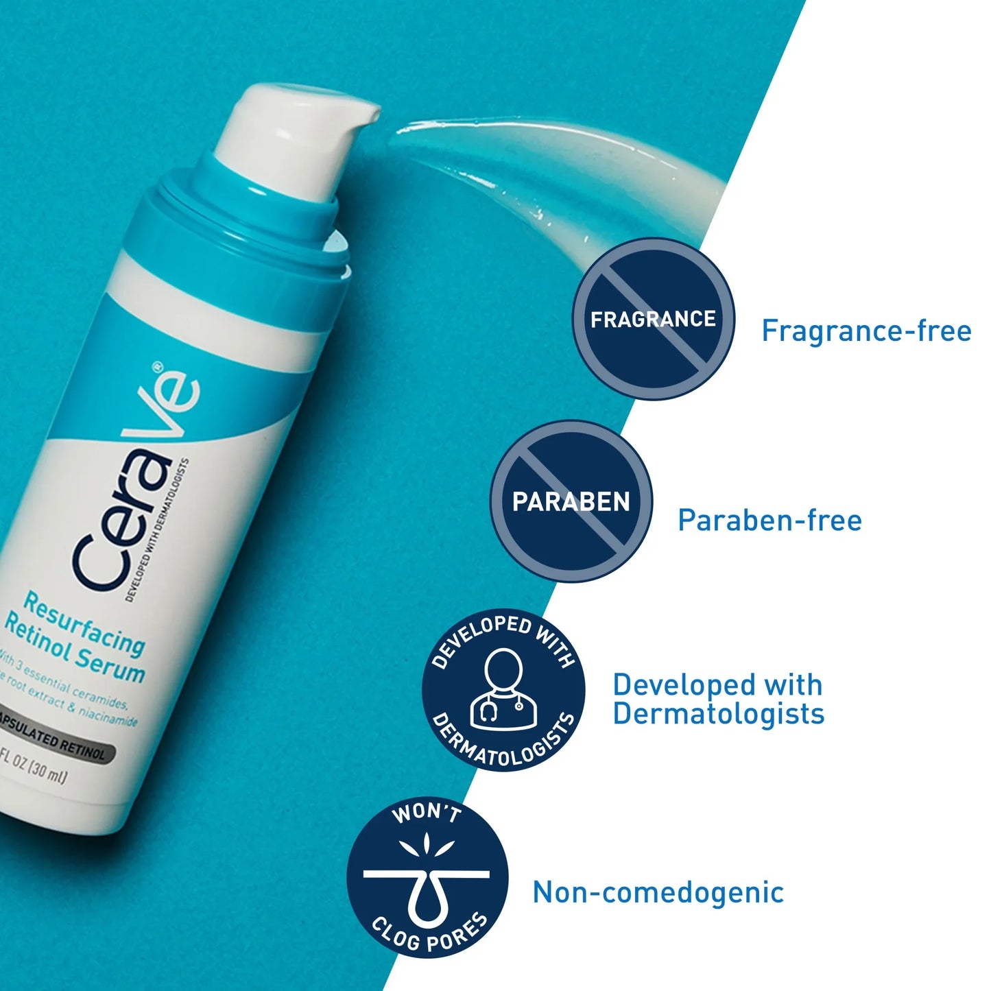 CeraVe Resurfacing Retinol Serum 1 oz – Smooths Skin Tone & Texture
