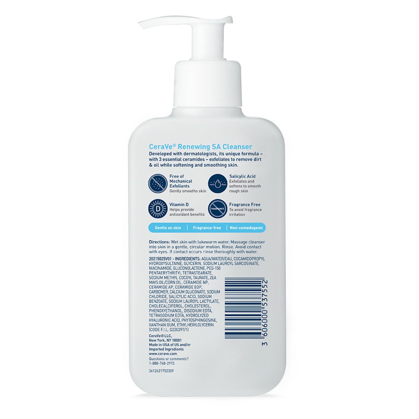 CeraVe Renewing SA Cleanser 8 oz – Exfoliating Cleanser for Smooth, Clear Skin