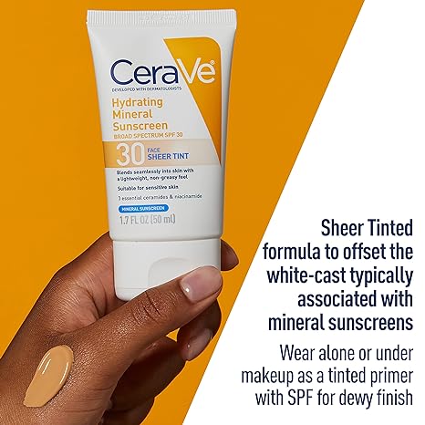 CeraVe Hydrating Mineral Sunscreen SPF 30 Tinted 1.7 oz