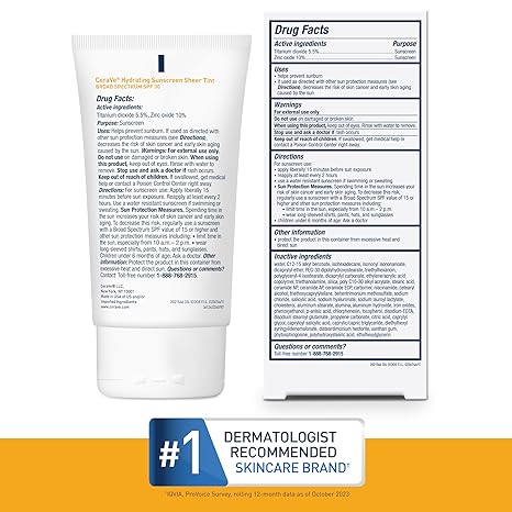 CeraVe Hydrating Mineral Sunscreen SPF 30 Tinted 1.7 oz