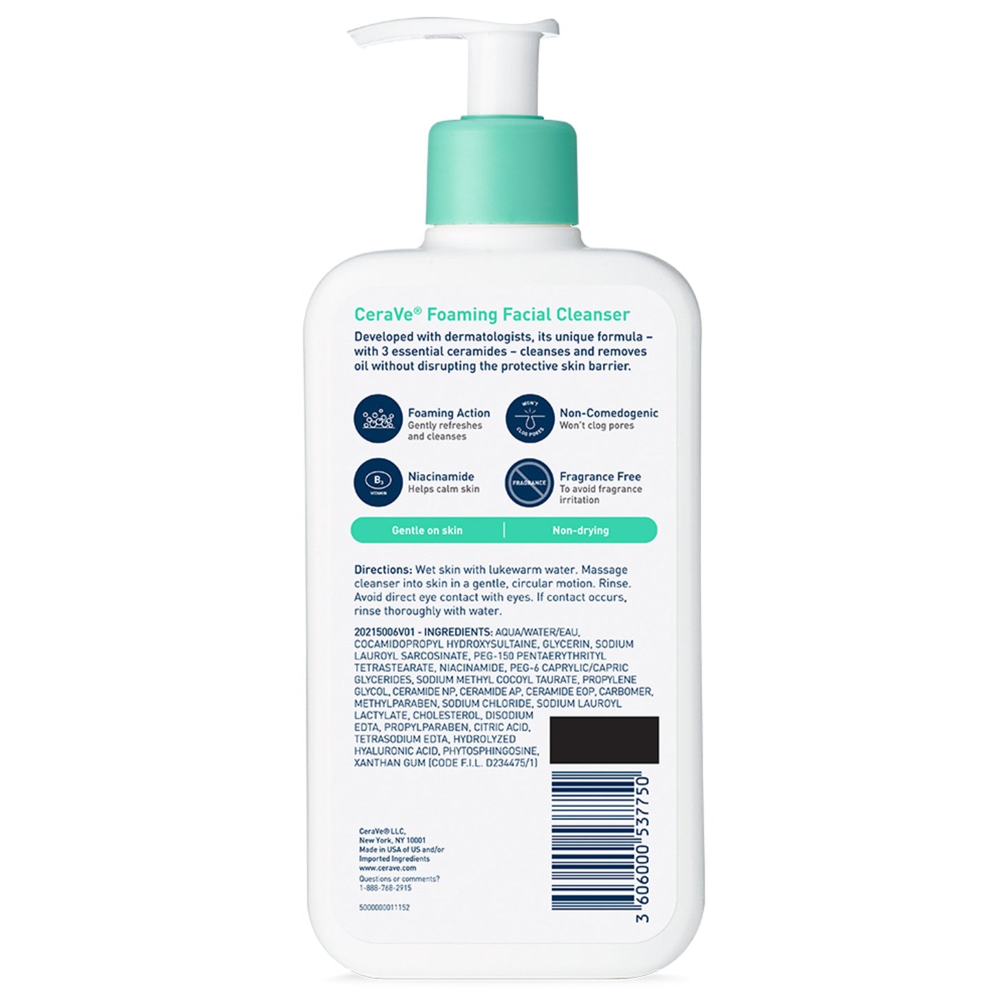 CeraVe Foaming Facial Cleanser 12 oz – For Oily, Acne-Prone Skin