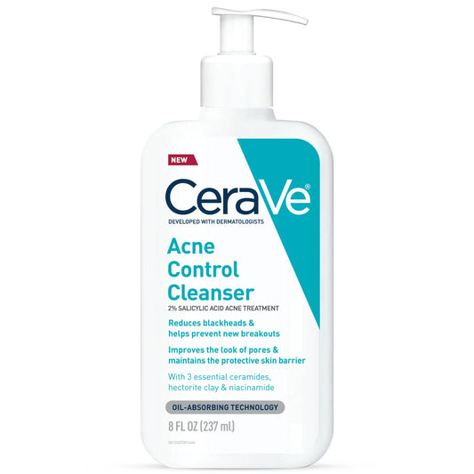 CeraVe Acne Control Cleanser 8 oz – Salicylic Acid for Blemish-Free Skin