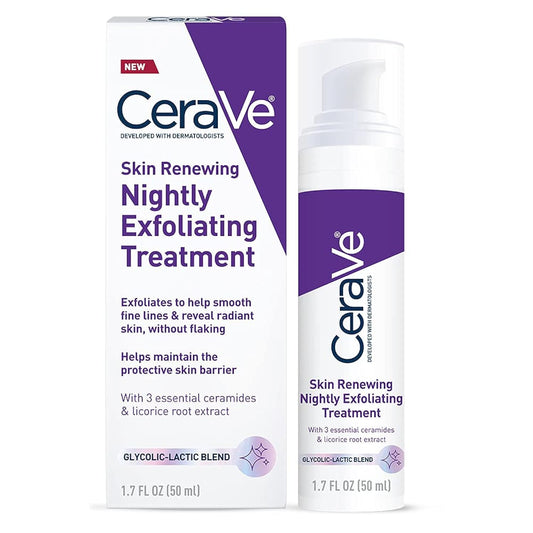 CeraVe Skin Renewing Night Serum with AHA, Glycolic Acid, Lactic Acid & Ceramides, 1.7 oz