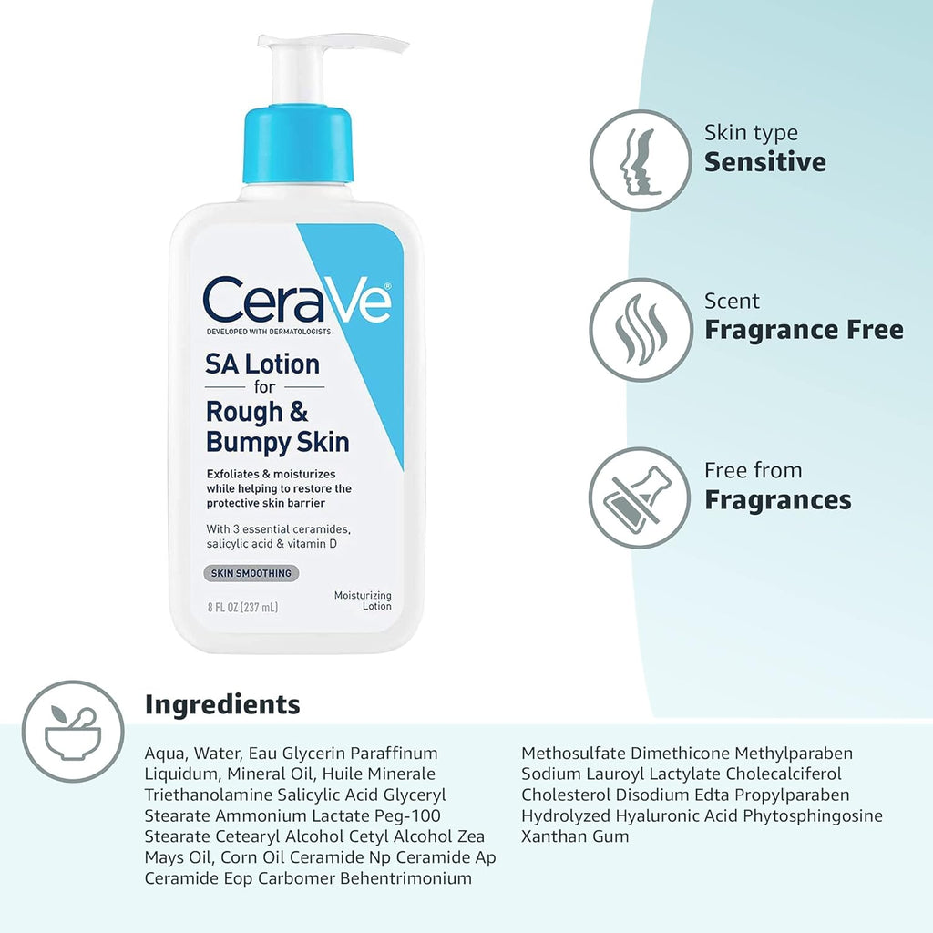 CeraVe SA Lotion 8 oz – Exfoliating Moisturizer for Rough, Bumpy Skin
