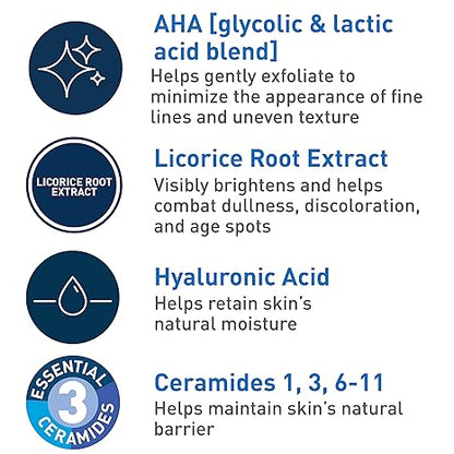 CeraVe Skin Renewing Night Serum with AHA, Glycolic Acid, Lactic Acid & Ceramides, 1.7 oz