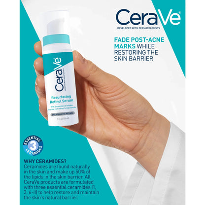 CeraVe Resurfacing Retinol Serum 1 oz – Smooths Skin Tone & Texture